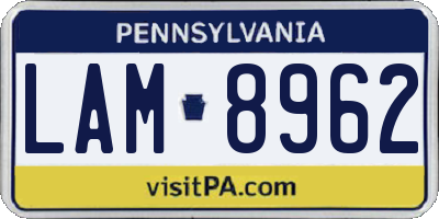 PA license plate LAM8962