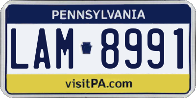PA license plate LAM8991