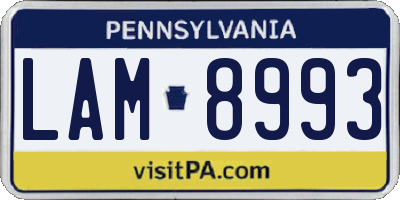 PA license plate LAM8993