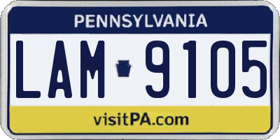 PA license plate LAM9105
