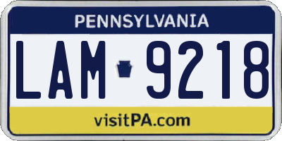 PA license plate LAM9218