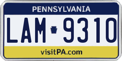 PA license plate LAM9310