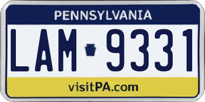 PA license plate LAM9331