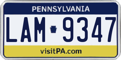 PA license plate LAM9347