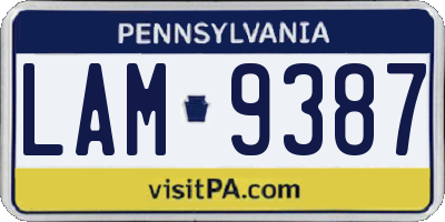 PA license plate LAM9387