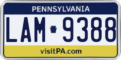 PA license plate LAM9388