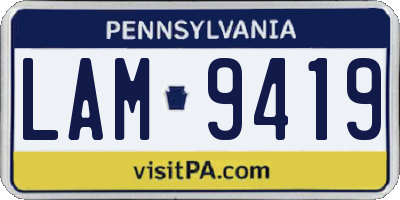 PA license plate LAM9419