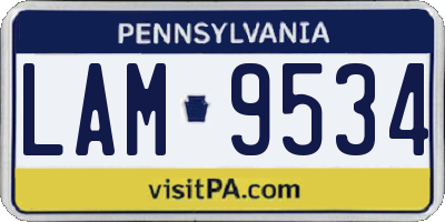 PA license plate LAM9534