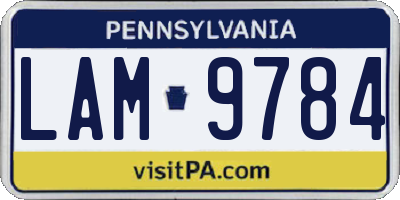 PA license plate LAM9784