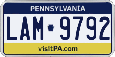 PA license plate LAM9792