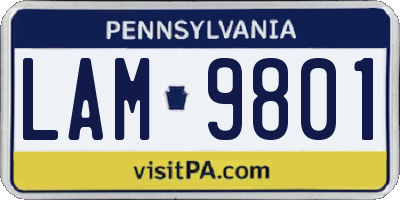 PA license plate LAM9801