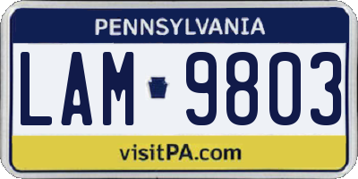 PA license plate LAM9803