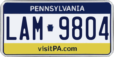 PA license plate LAM9804