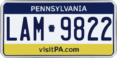 PA license plate LAM9822