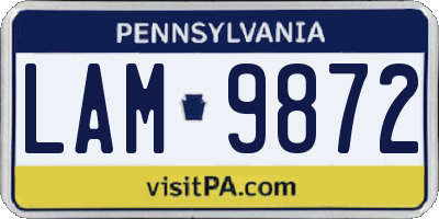PA license plate LAM9872
