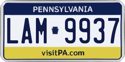 PA license plate LAM9937