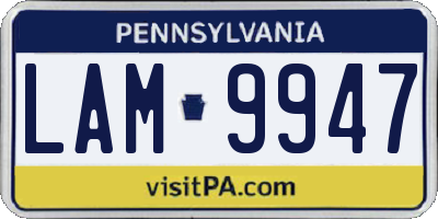 PA license plate LAM9947