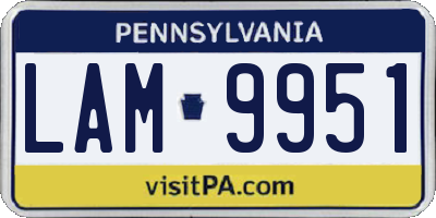 PA license plate LAM9951