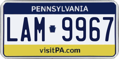 PA license plate LAM9967