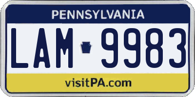 PA license plate LAM9983