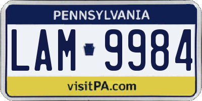 PA license plate LAM9984