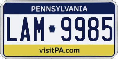 PA license plate LAM9985