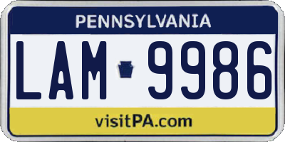PA license plate LAM9986