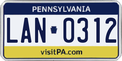 PA license plate LAN0312