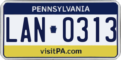 PA license plate LAN0313