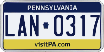 PA license plate LAN0317