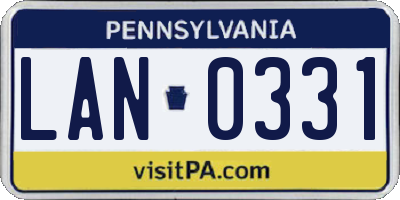 PA license plate LAN0331