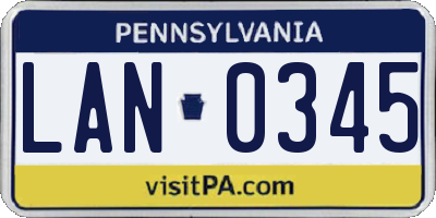PA license plate LAN0345