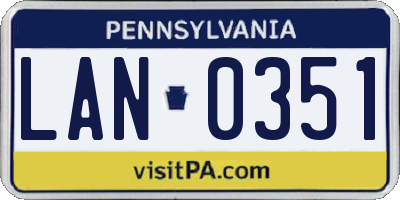 PA license plate LAN0351