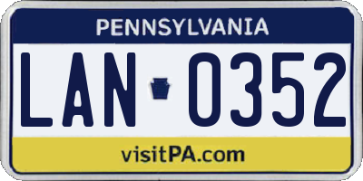 PA license plate LAN0352