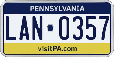 PA license plate LAN0357