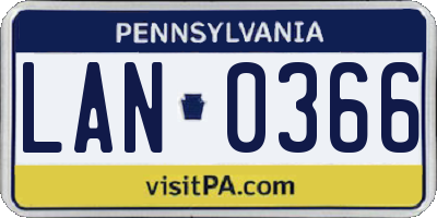 PA license plate LAN0366