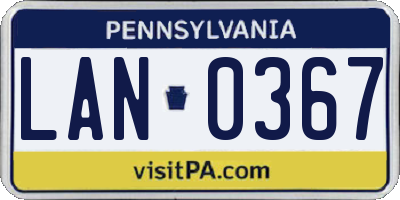 PA license plate LAN0367