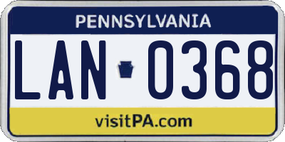 PA license plate LAN0368