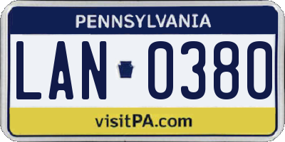 PA license plate LAN0380