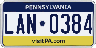 PA license plate LAN0384