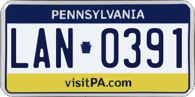 PA license plate LAN0391