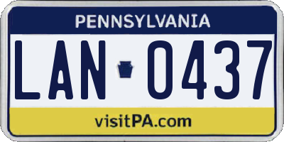 PA license plate LAN0437