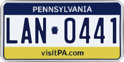 PA license plate LAN0441