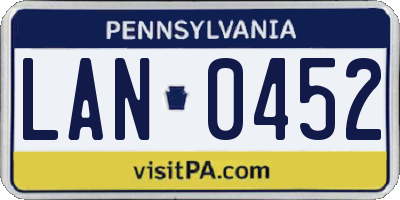 PA license plate LAN0452