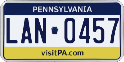 PA license plate LAN0457