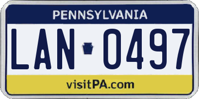 PA license plate LAN0497
