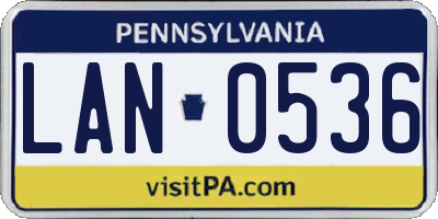 PA license plate LAN0536