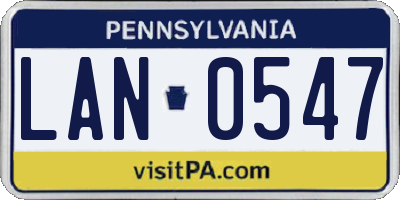 PA license plate LAN0547