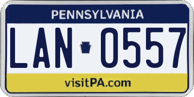 PA license plate LAN0557
