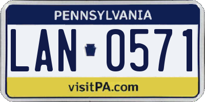 PA license plate LAN0571